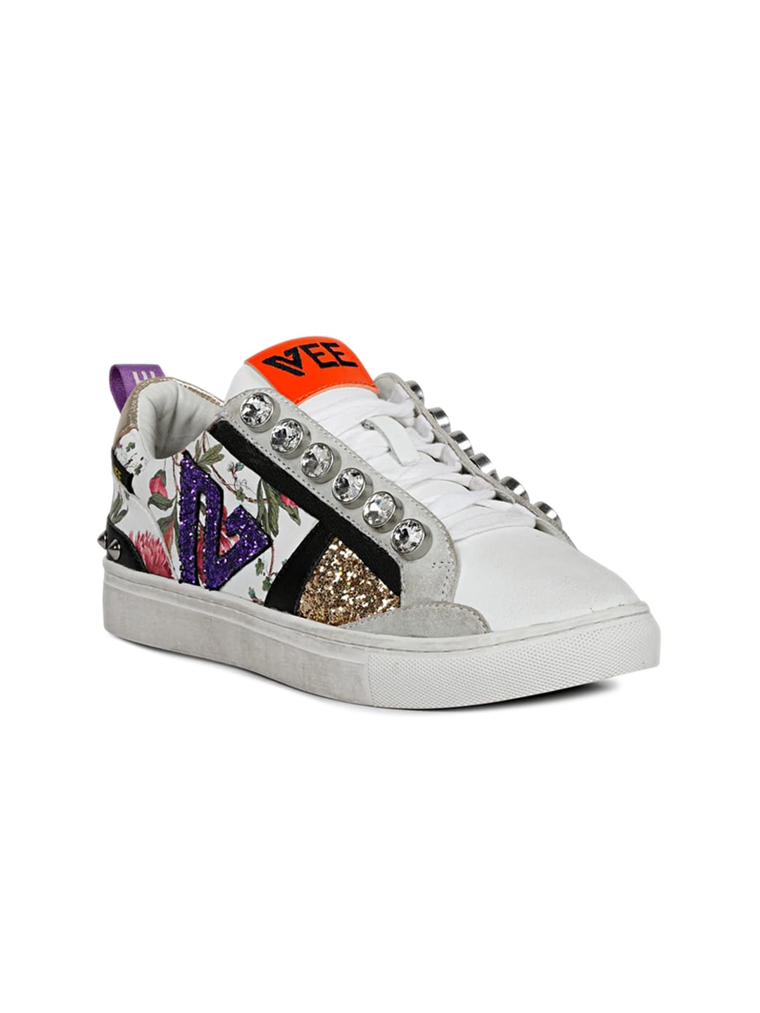 Saint G Women Printed Embellished Leather Sneakers Price in India