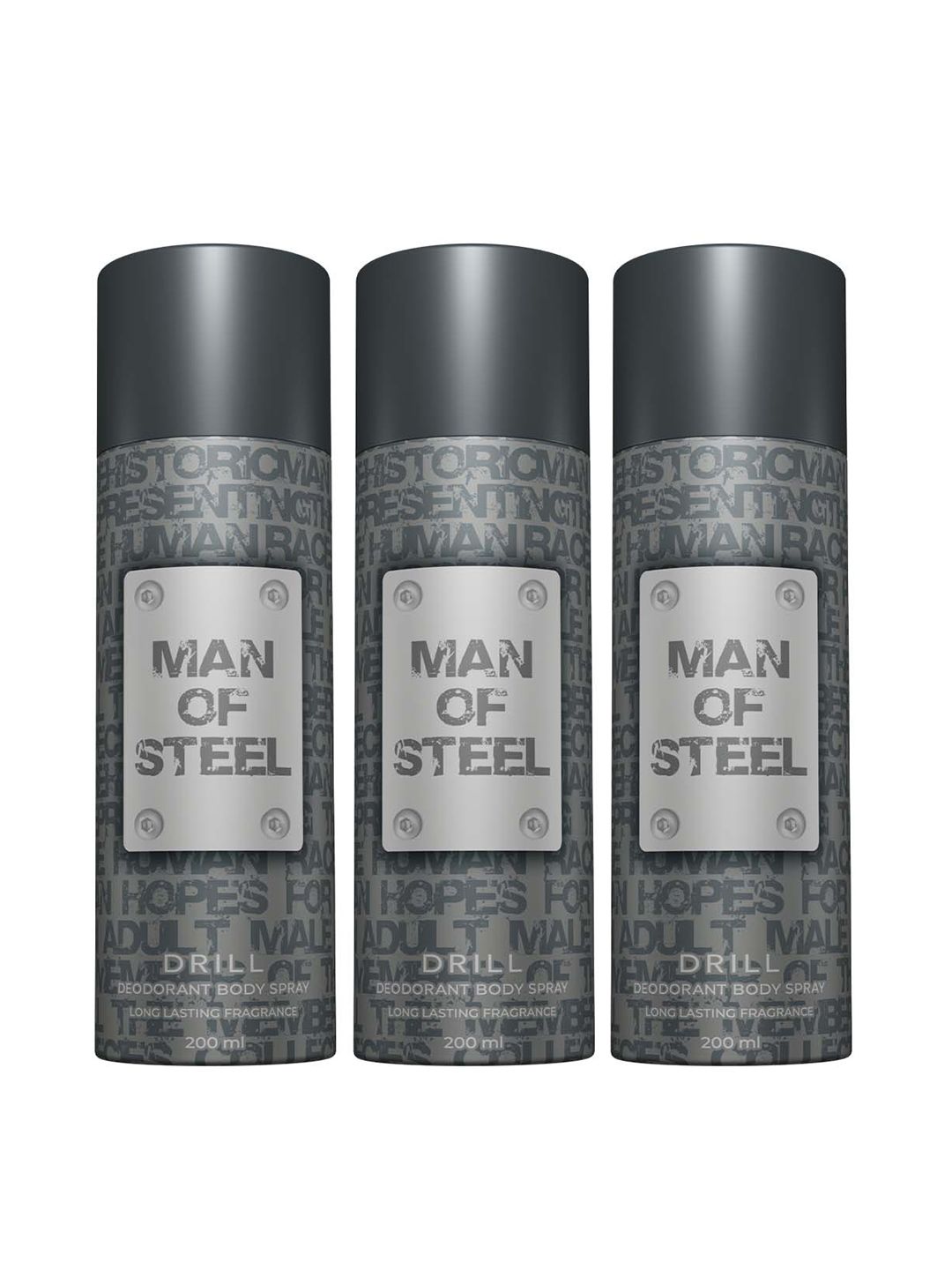 Denver Man Of Steel Drill Deodorant Body Spray Set of 3