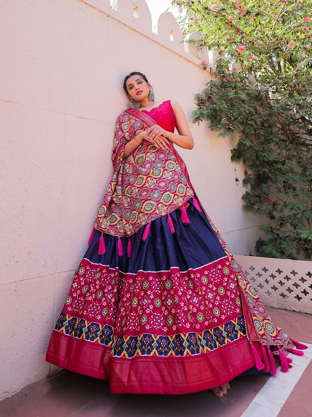 LOOKNBOOK ART  Foil Printed Semi-Stitched Lehenga & Unstitched Blouse With Dupatta Price in India