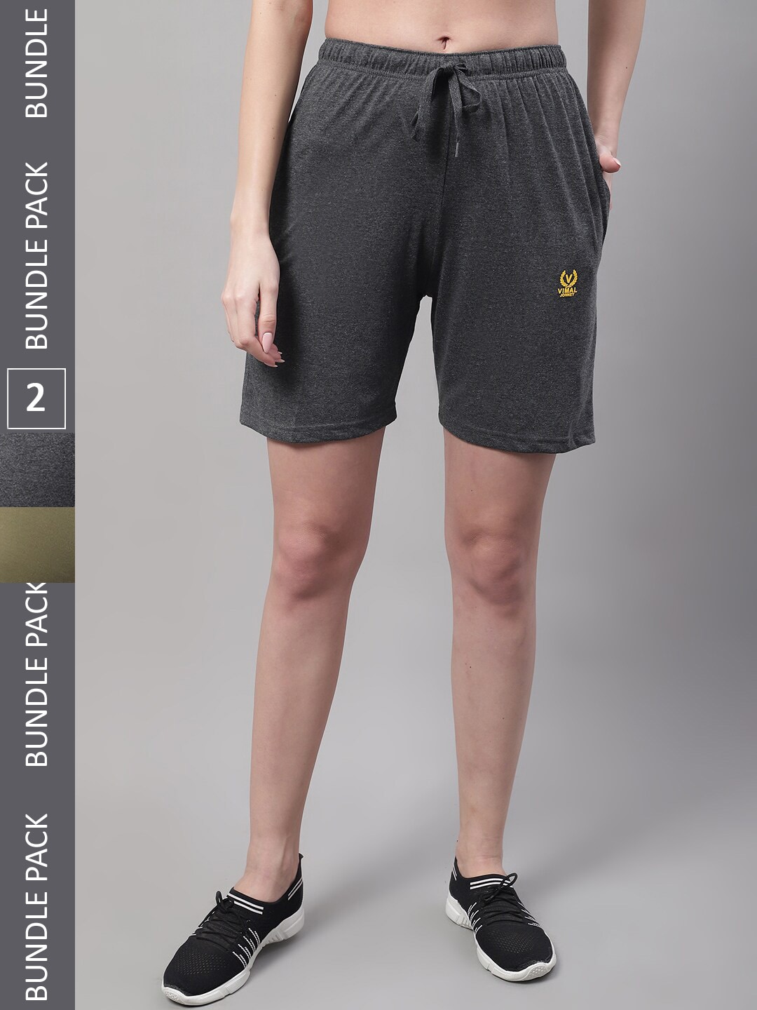 VIMAL JONNEY Women Pack Of 2 Cotton Sports Shorts Price in India