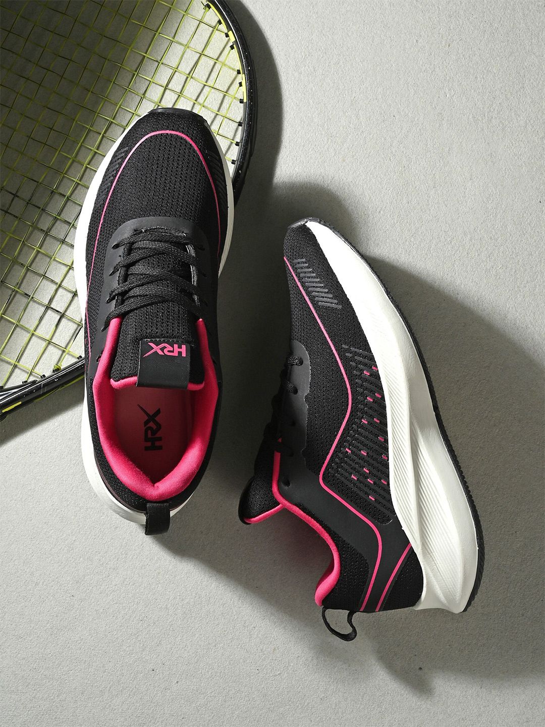 HRX by Hrithik Roshan Women Black And Pink Memory Foam Non-Marking Running Shoes