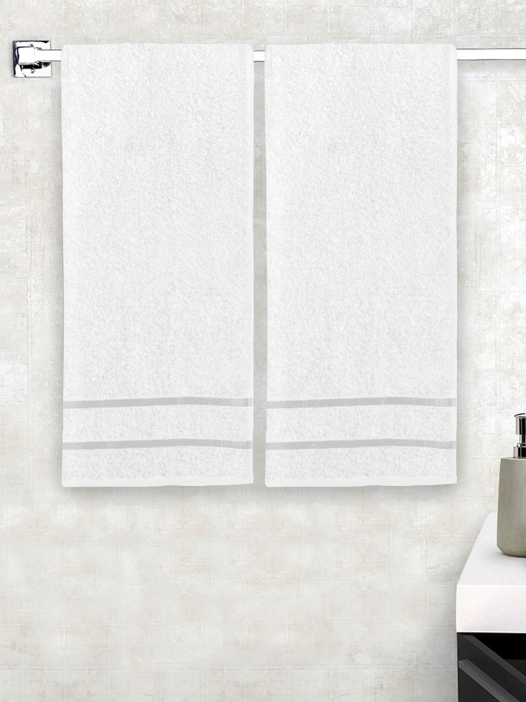 Story@home White Set of 2 Cotton Bath Towels Price in India