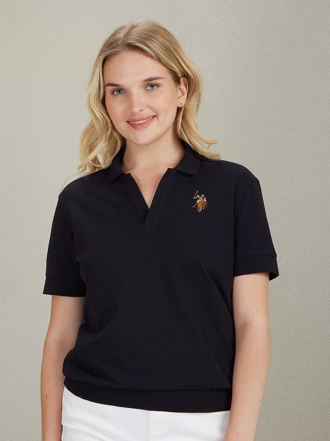 U.S. Polo Assn. Women Polo Collar T-Shirt Price in India