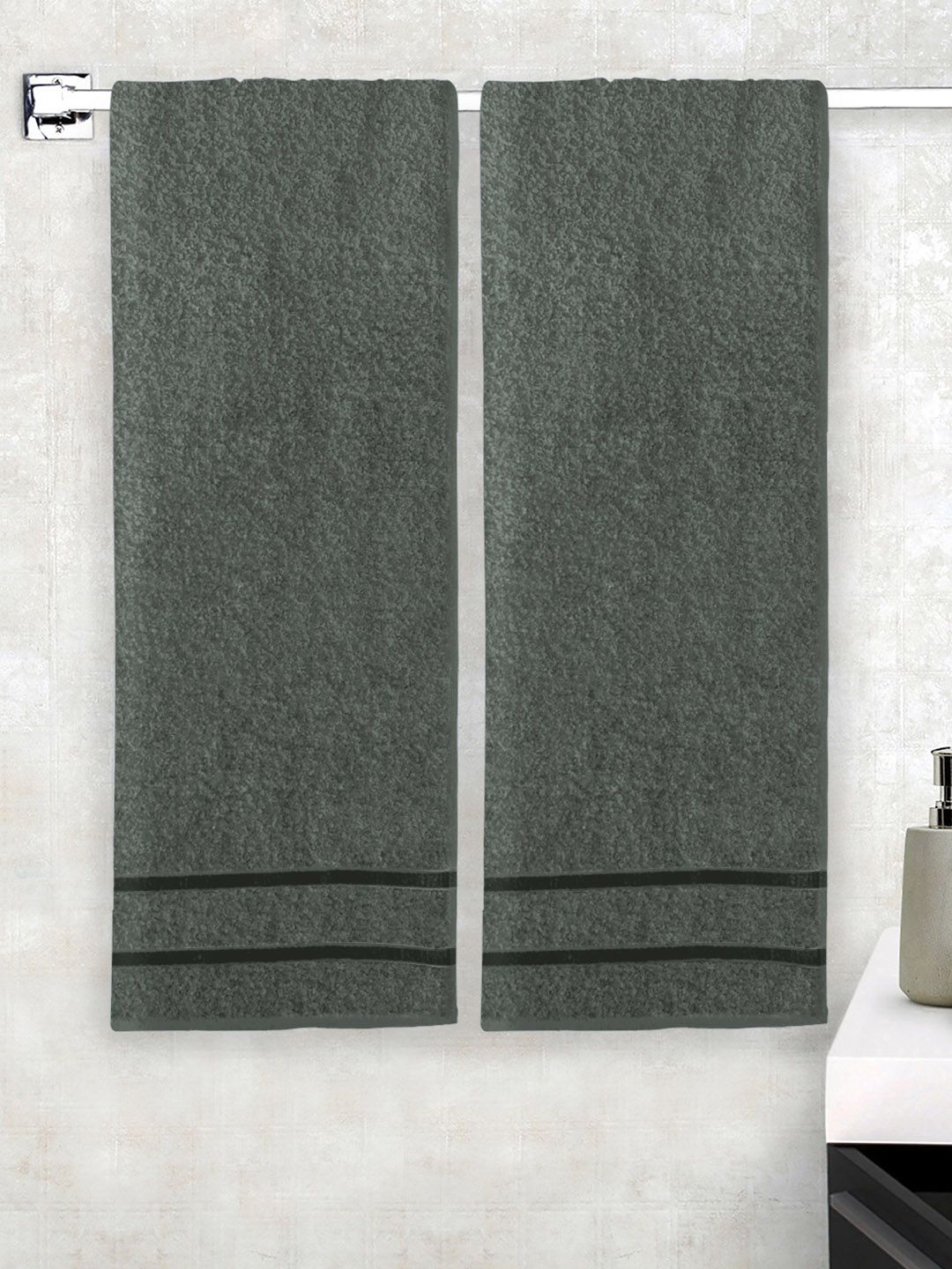 Story@home Grey 100% Cotton Bath Towel -set of 2 Price in India