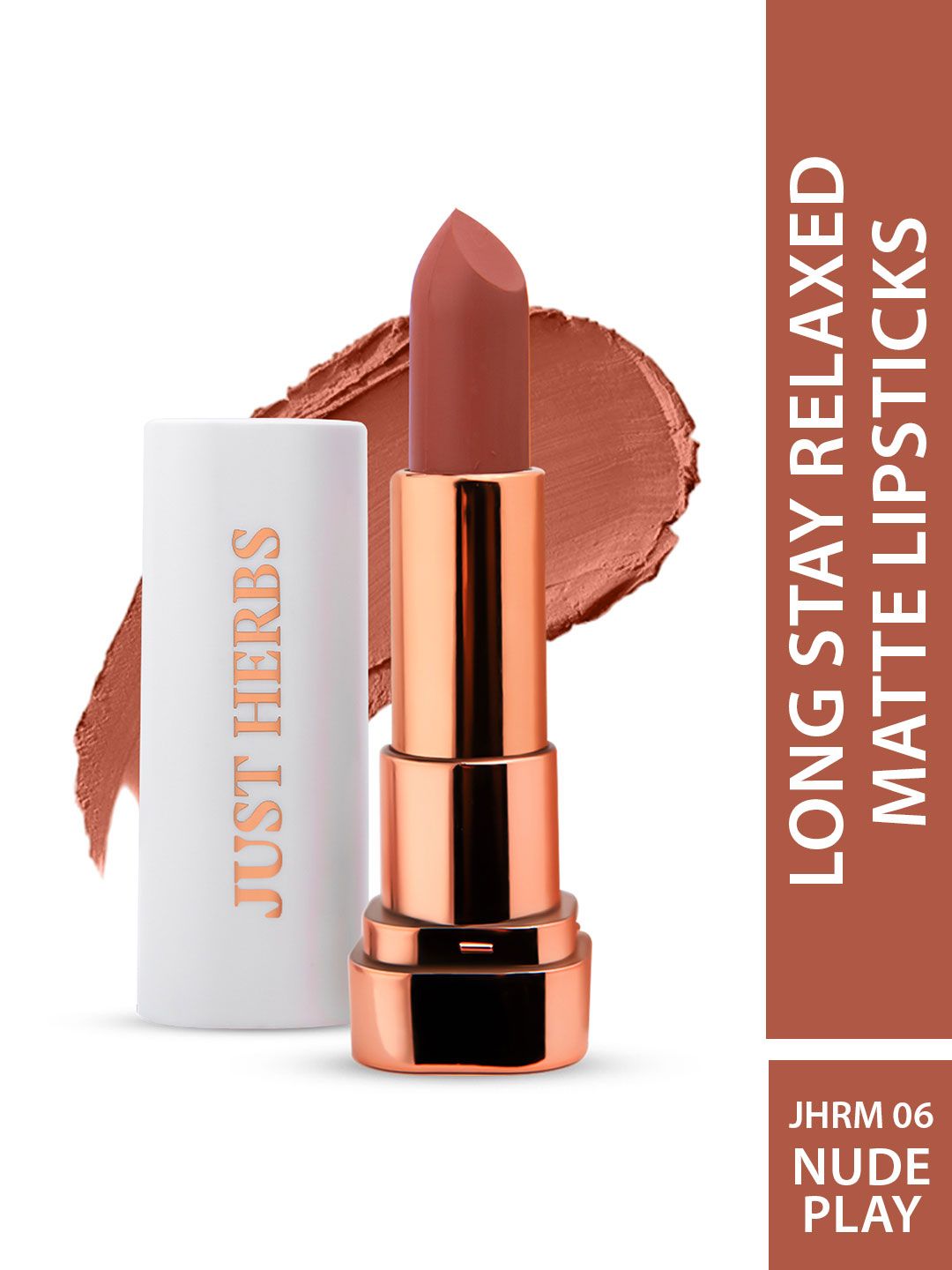Just Herbs Long Stay & High Pigmented Relaxed Matte Lipstick - Nude Play 06