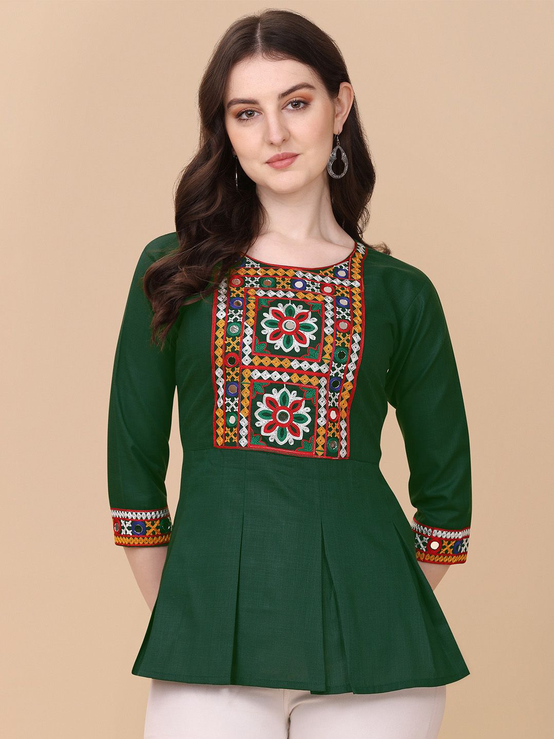 Paralians Ethnic Motifs Embroidered Peplum Top Price in India