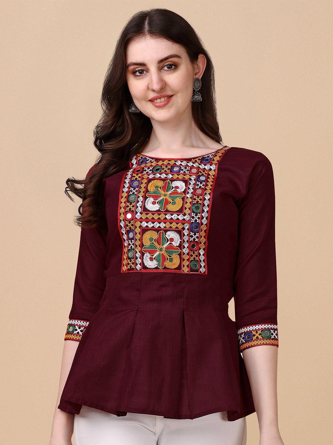 Paralians Tribal Embroidered A-Line Top Price in India