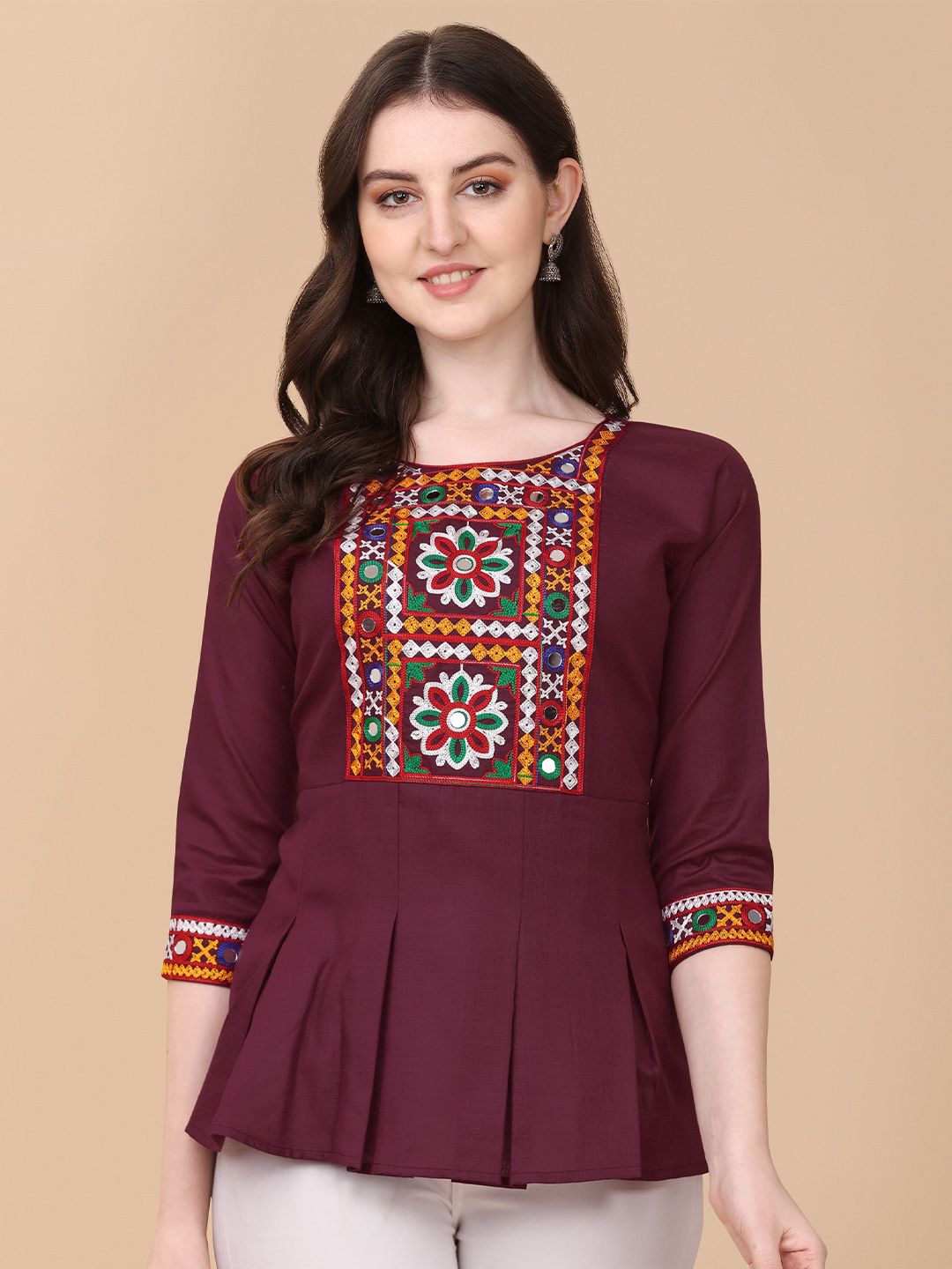 Paralians Tribal Embroidered A-Line Top Price in India