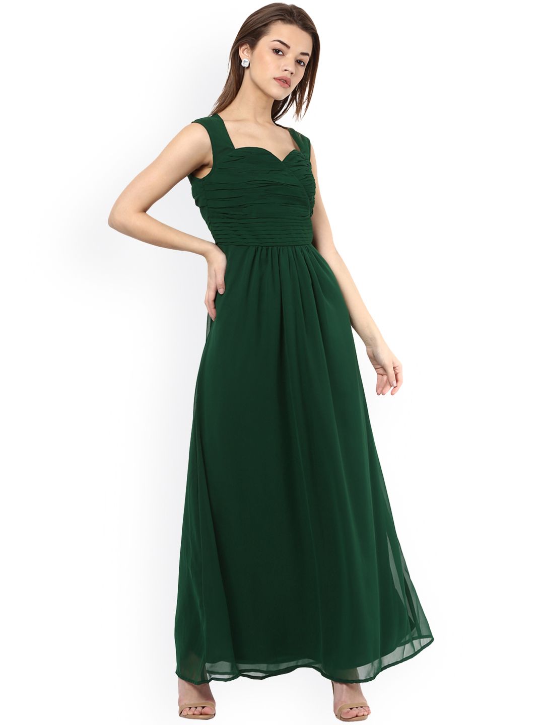 La Zoire Women Green Solid Maxi Dress Price in India