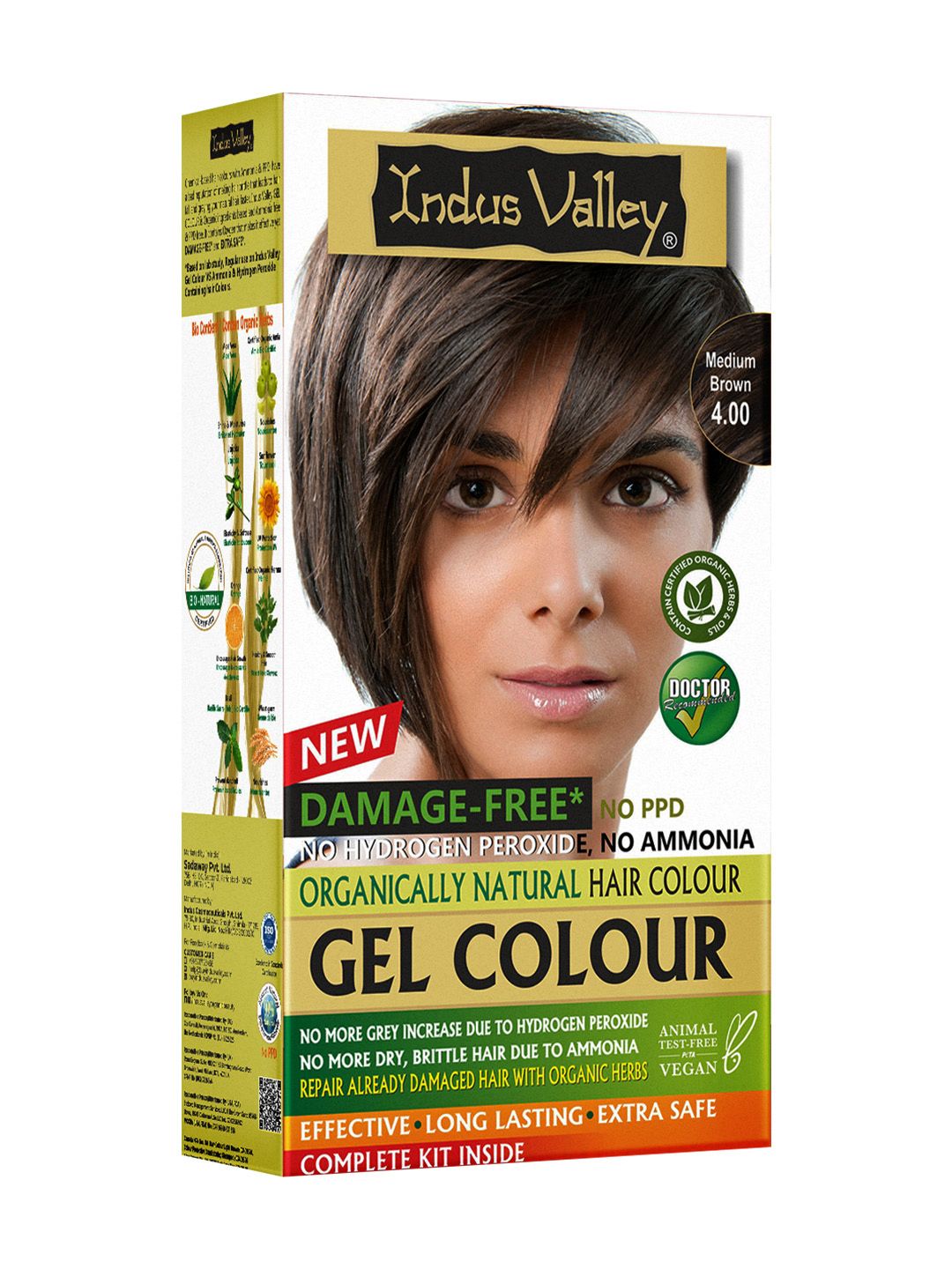 Indus Valley Indus Valley Damage Free Gel Hair Colour 65 g - Medium Brown