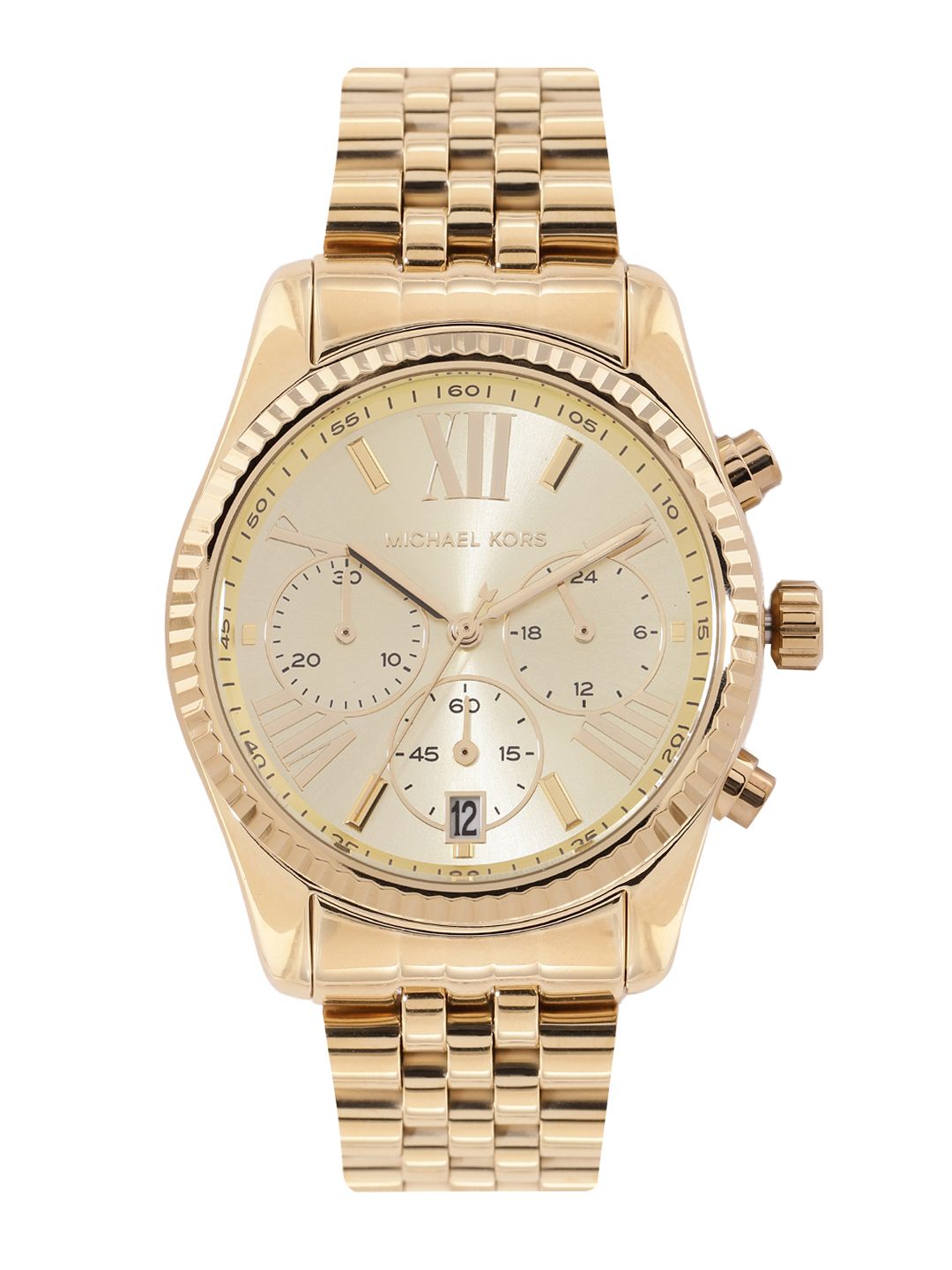 Michael Kors Michael Kors Women Lexington Bracelet Style Analogue Chronograph Watch MK7378-Gold