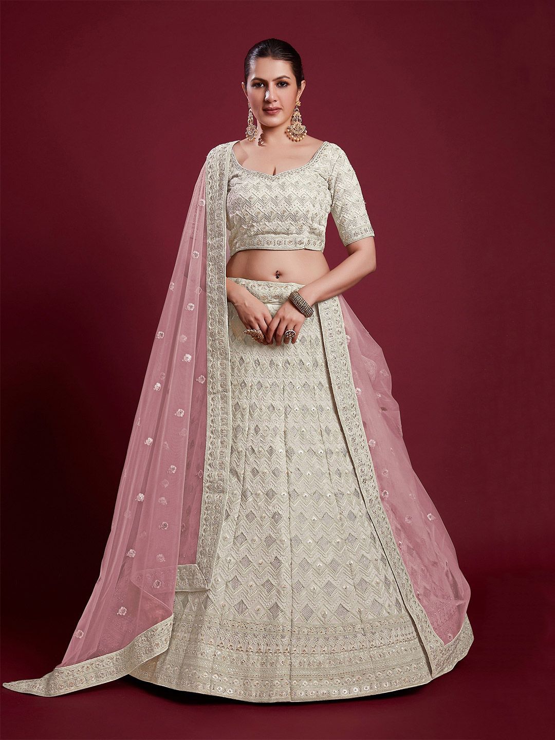 Readiprint Fashions Embroidered Semi-Stitched Lehenga & Unstitched Blouse With Dupatta Price in India