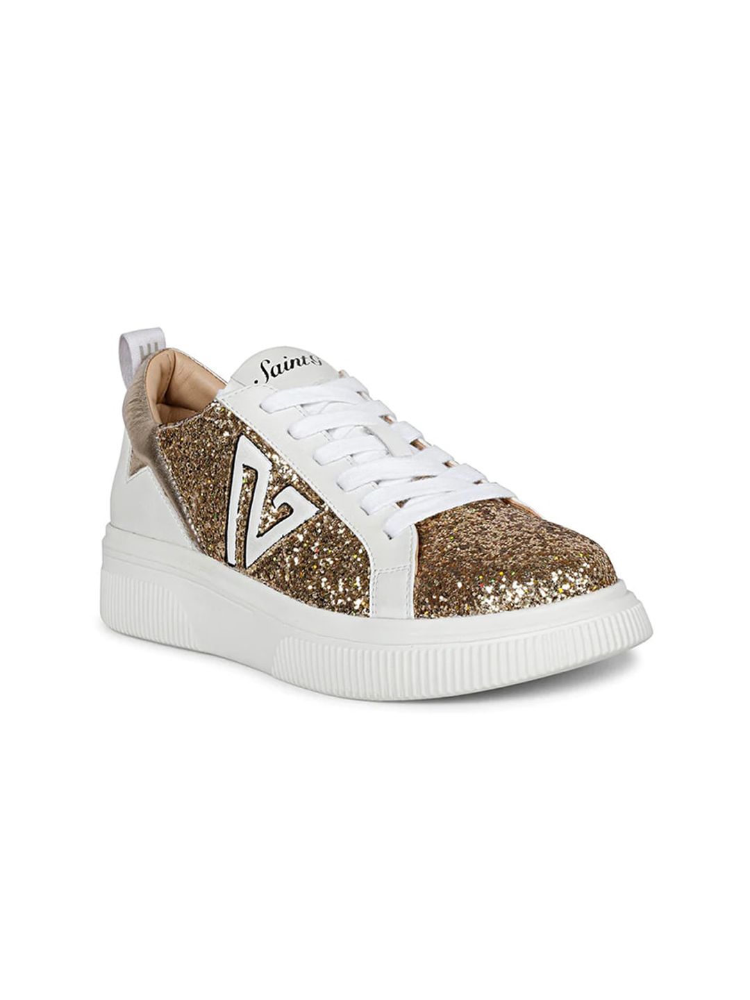 Saint G Women Woven Design Lace-Up Leather Sneakers Price in India