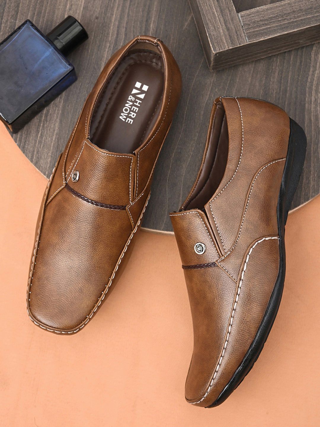 HERE&NOW Men Tan Loafers Formal Shoes