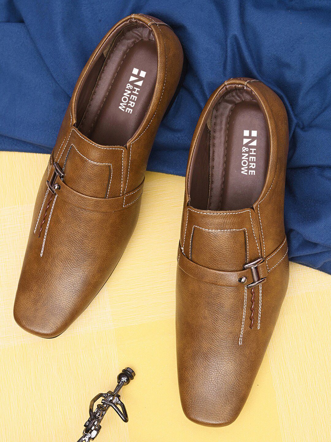 HERE&NOW Men Tan Slip-Ons Formal Shoes