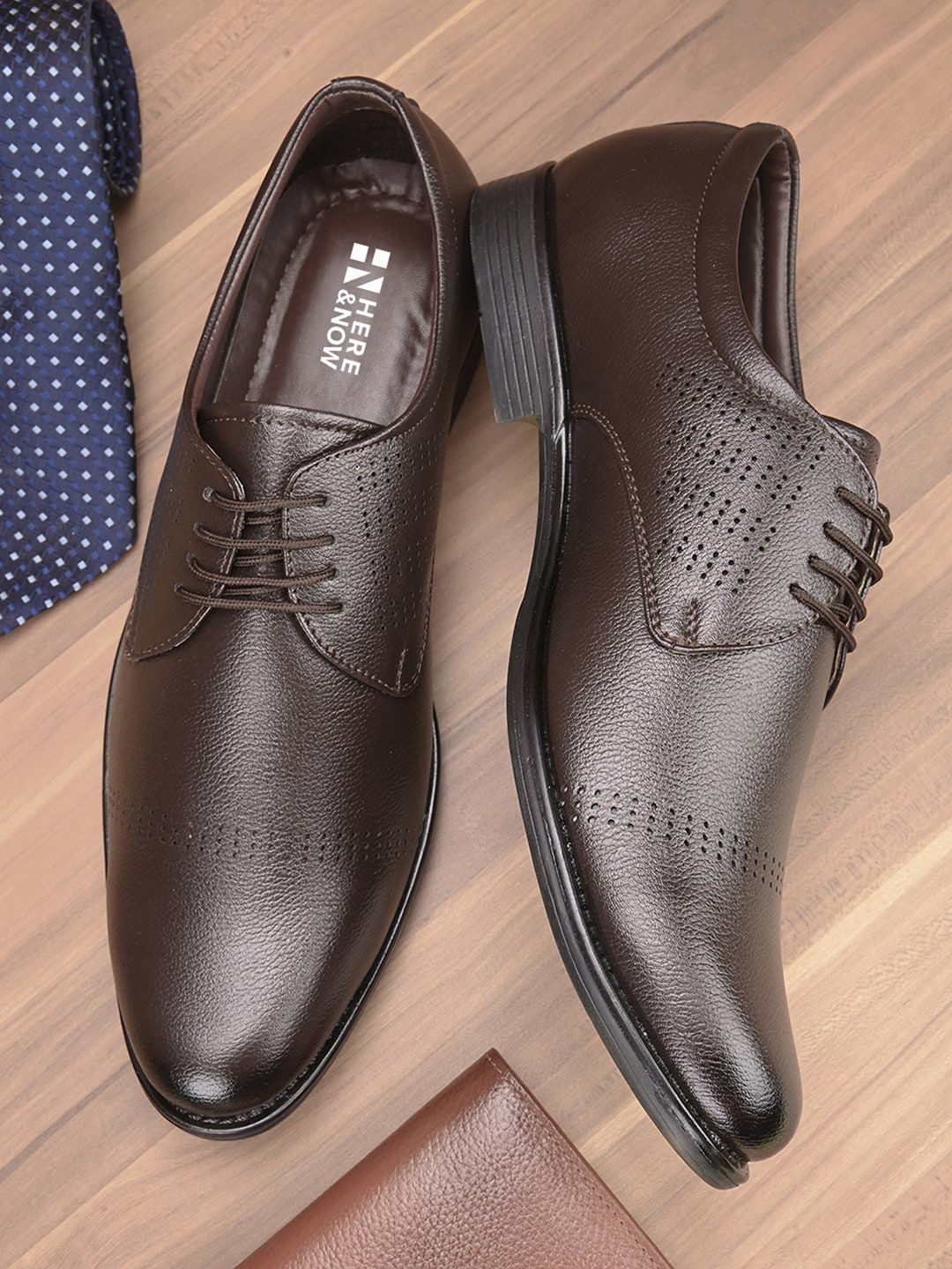 HERE&NOW Men Brown Derbys Formal Shoes