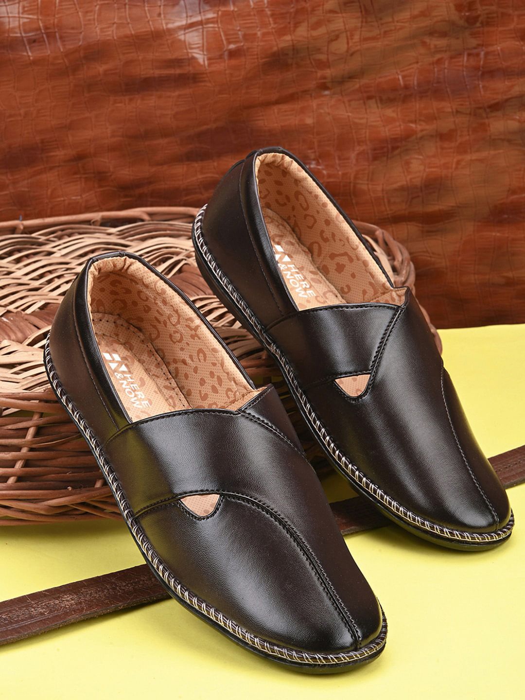 HERE&NOW Brown Slip-On Loafers Casual Shoes