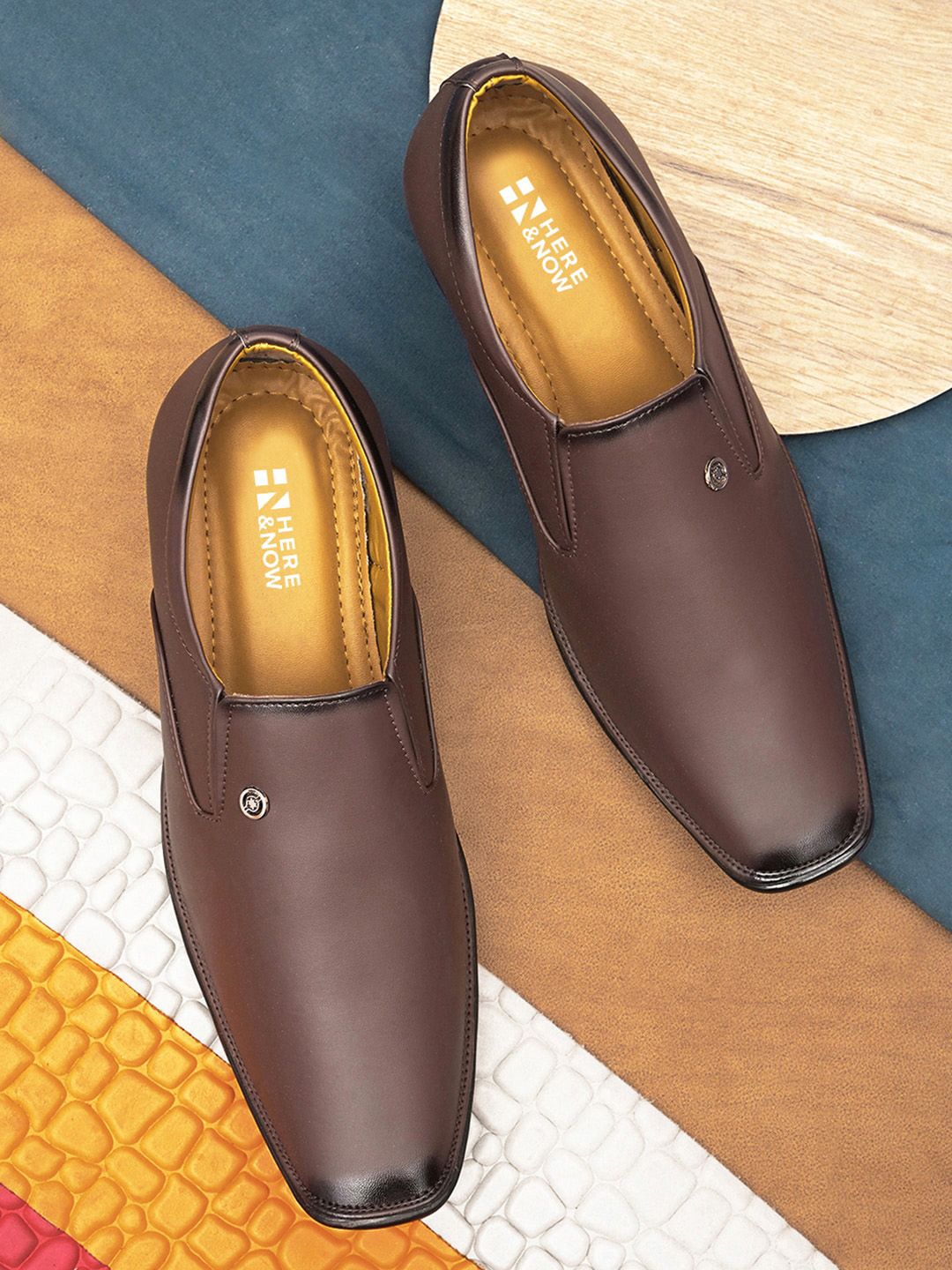 HERE&NOW Men Brown Slip-On Formal Loafers