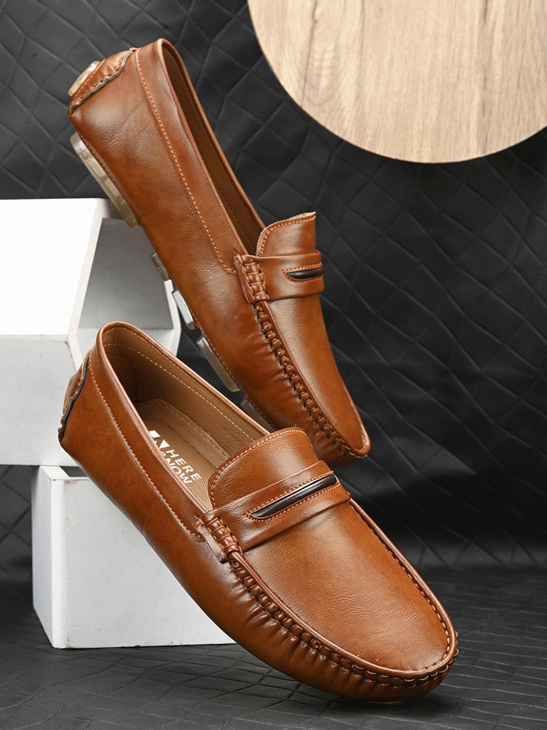 HERE&NOW Men Tan Textured Lightweight Loafers