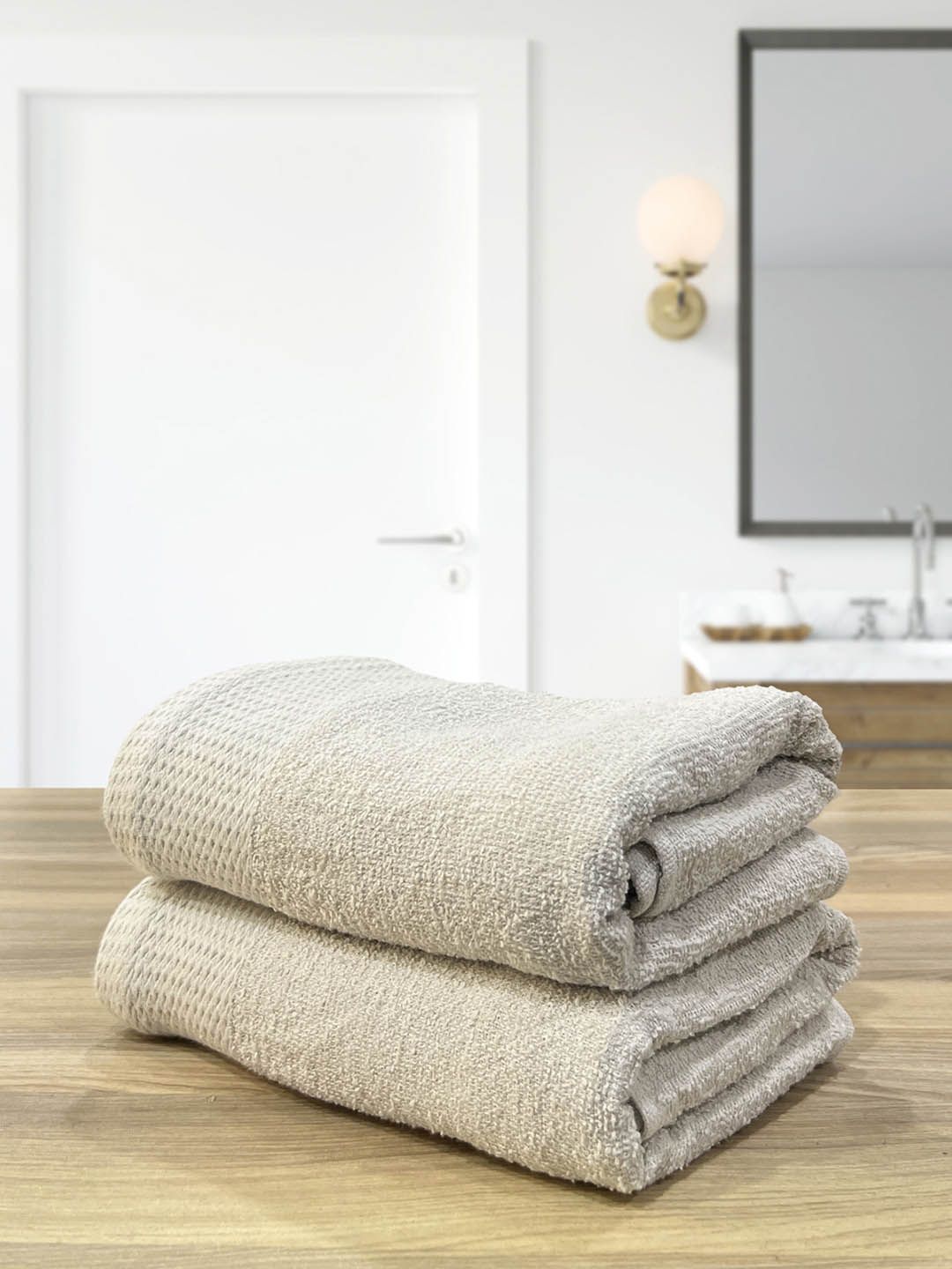 LABHAM 2-Pcs Olive Green 450 GSM Pure Cotton Hand Towels