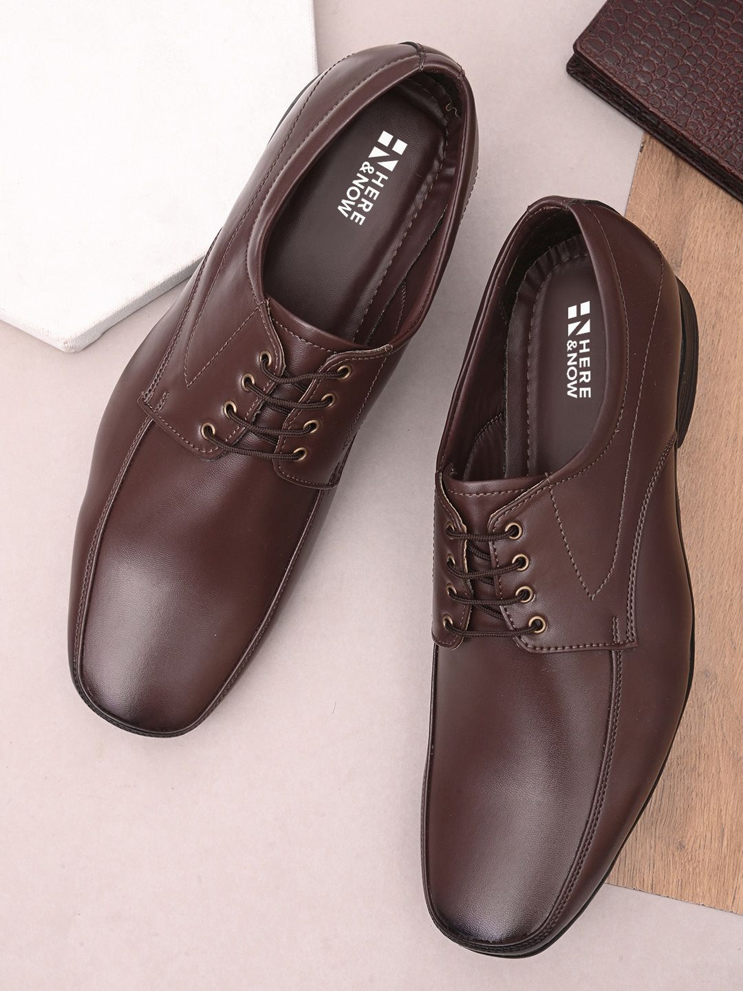 HERE&NOW Men Brown Lace-Up Formal Derbys