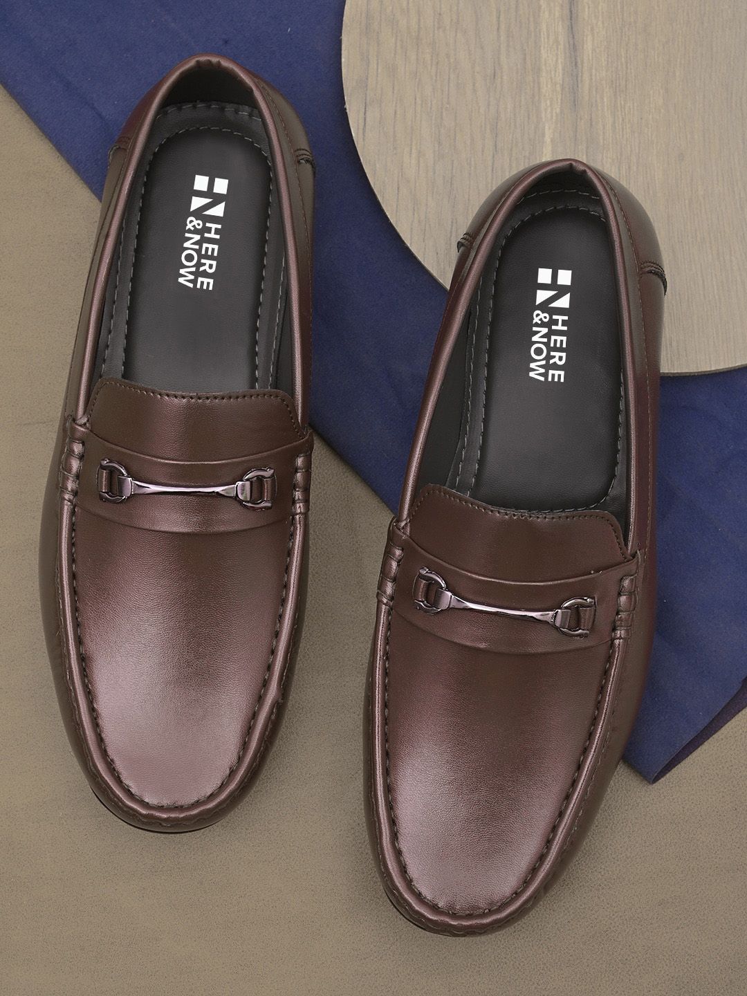 HERE&NOW Men Brown Buckled Formal Loafers