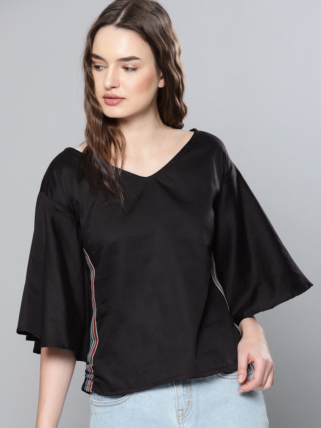 Mast & Harbour V-Neck Flared Sleeves Top Price in India