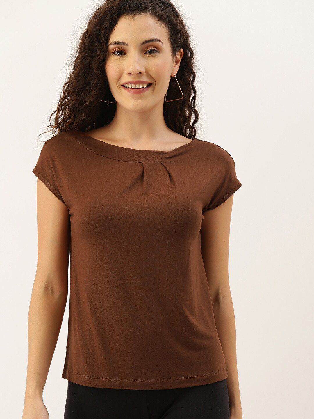 Mast & Harbour Boat Neck Extended Sleeves Pleated Detail Top Price in India