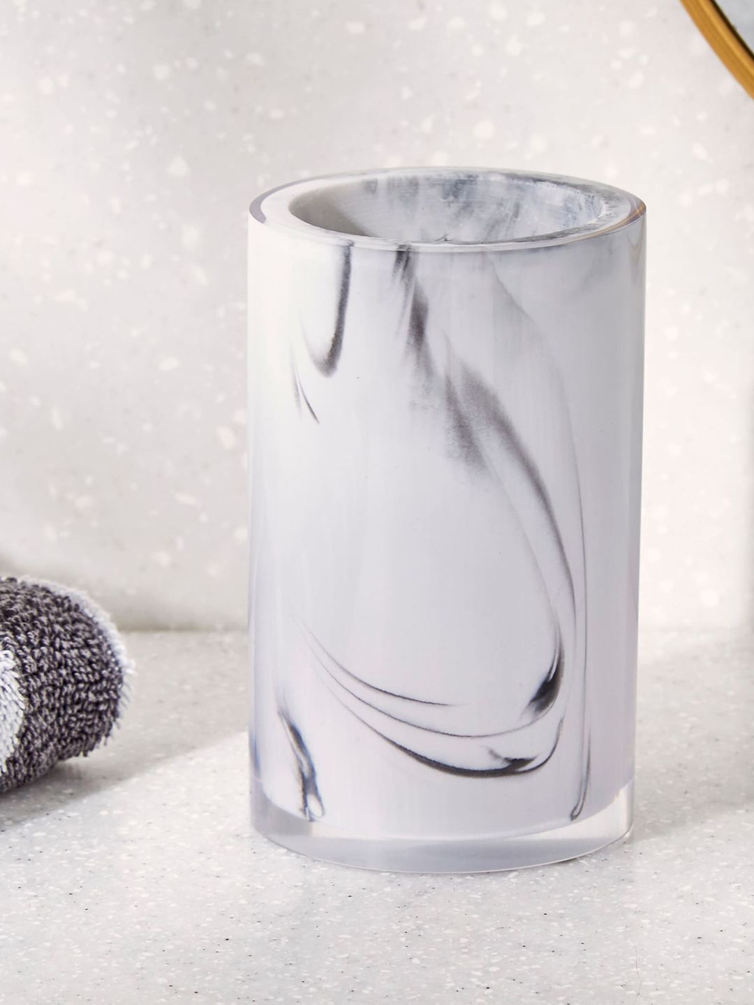 Home Centre Aubree White Abstract Print Polyresin Tumbler