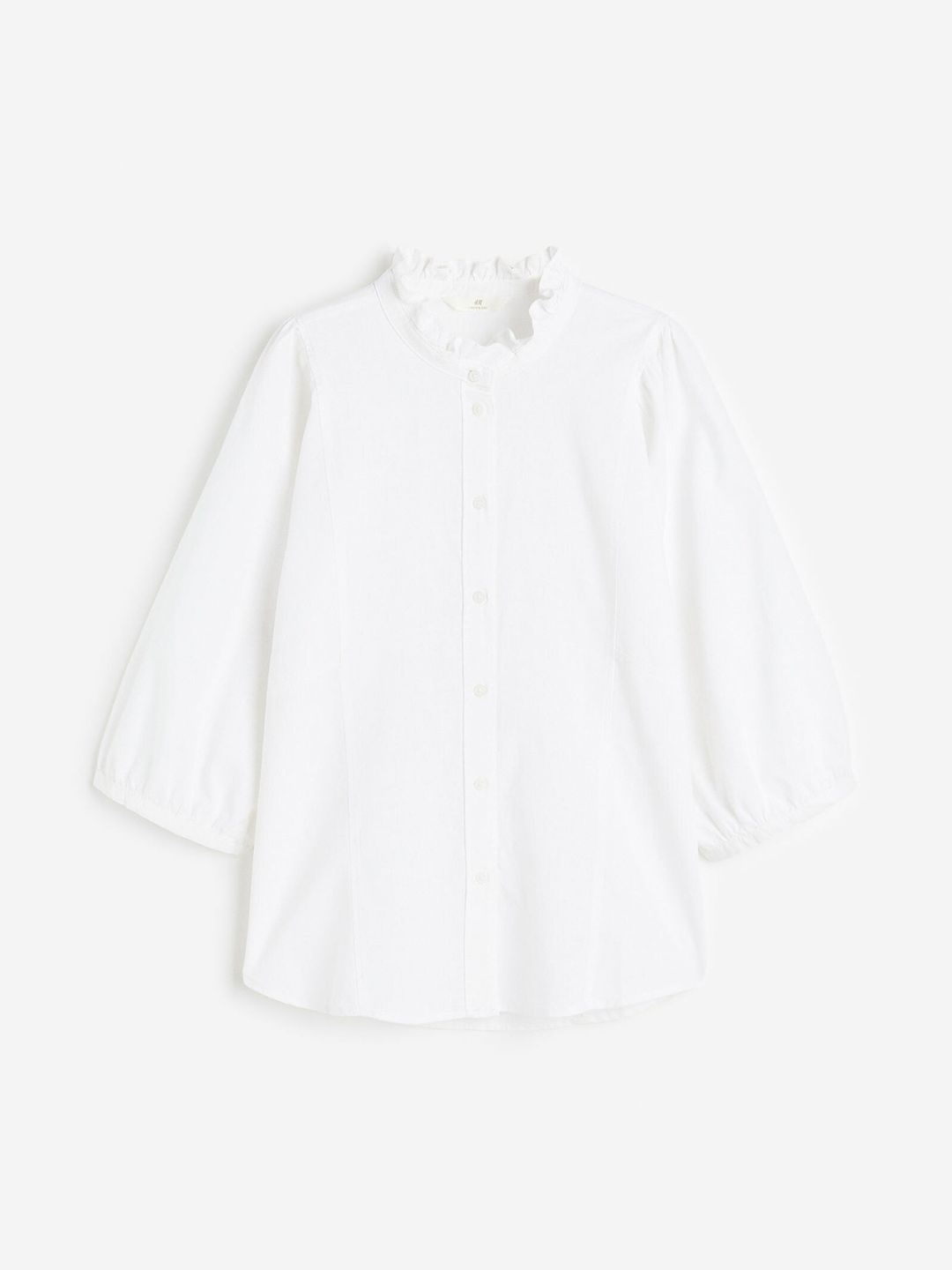 H&M Women Linen-Blend Frill-Trimmed Blouse Price in India