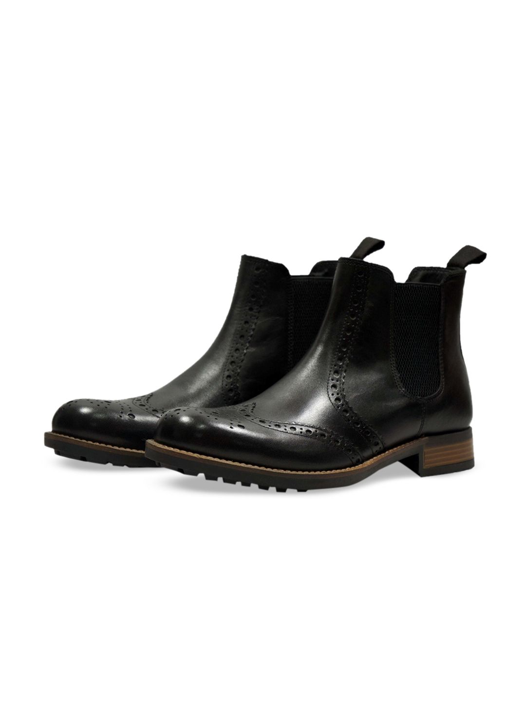 HX LONDON Black Leather Chelsea Boot l Men’s  Size 6.5 US Brogues Leather Chelsea Mens Brogue Boots Pull On HX London Albert  main image 3
