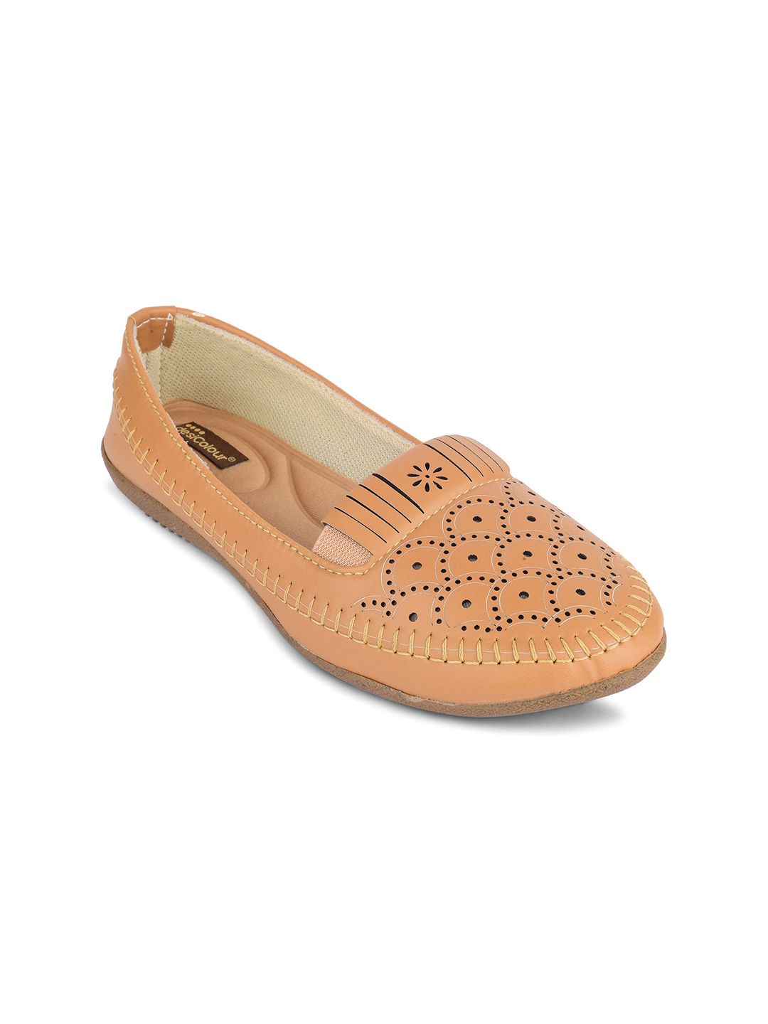 DESI COLOUR Women Textured Ballerinas With Laser Cuts