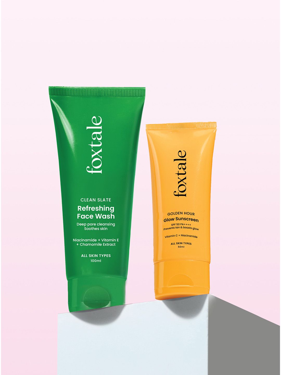 FoxTale Set Of 2 Gel Face Wash 100ml and SPF 50+PA+++ Sunscreen 50ml