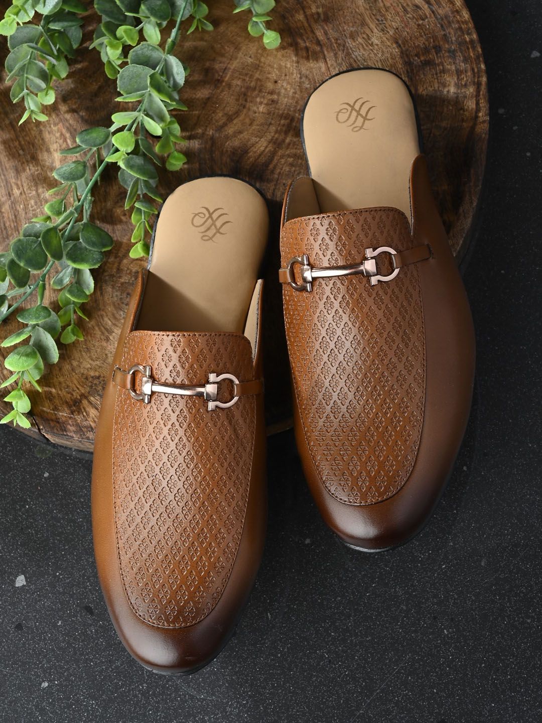 House of Pataudi Men Textured Slip-On Formal Loafers