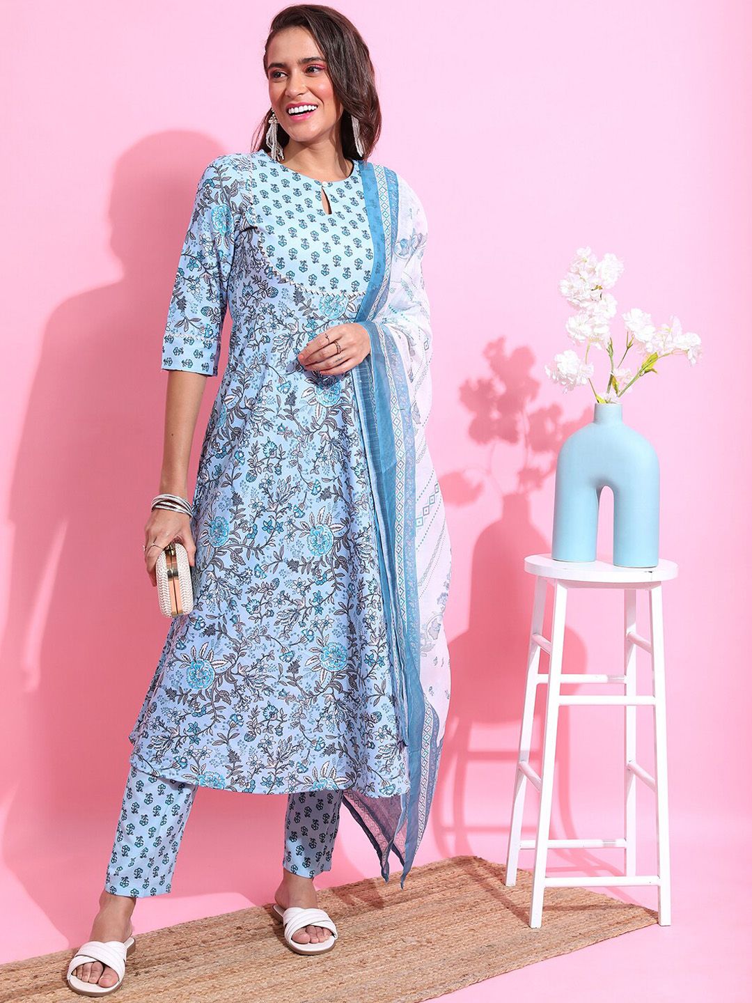 KETCH Ethnic Motifs Printed Kurta with Trousers & With Dupatta Price in India