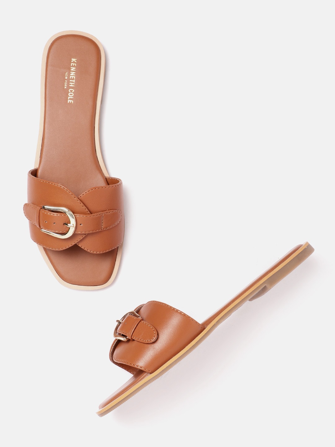 Kenneth Cole Women Buckle-Detail Open Toe Flats Price in India