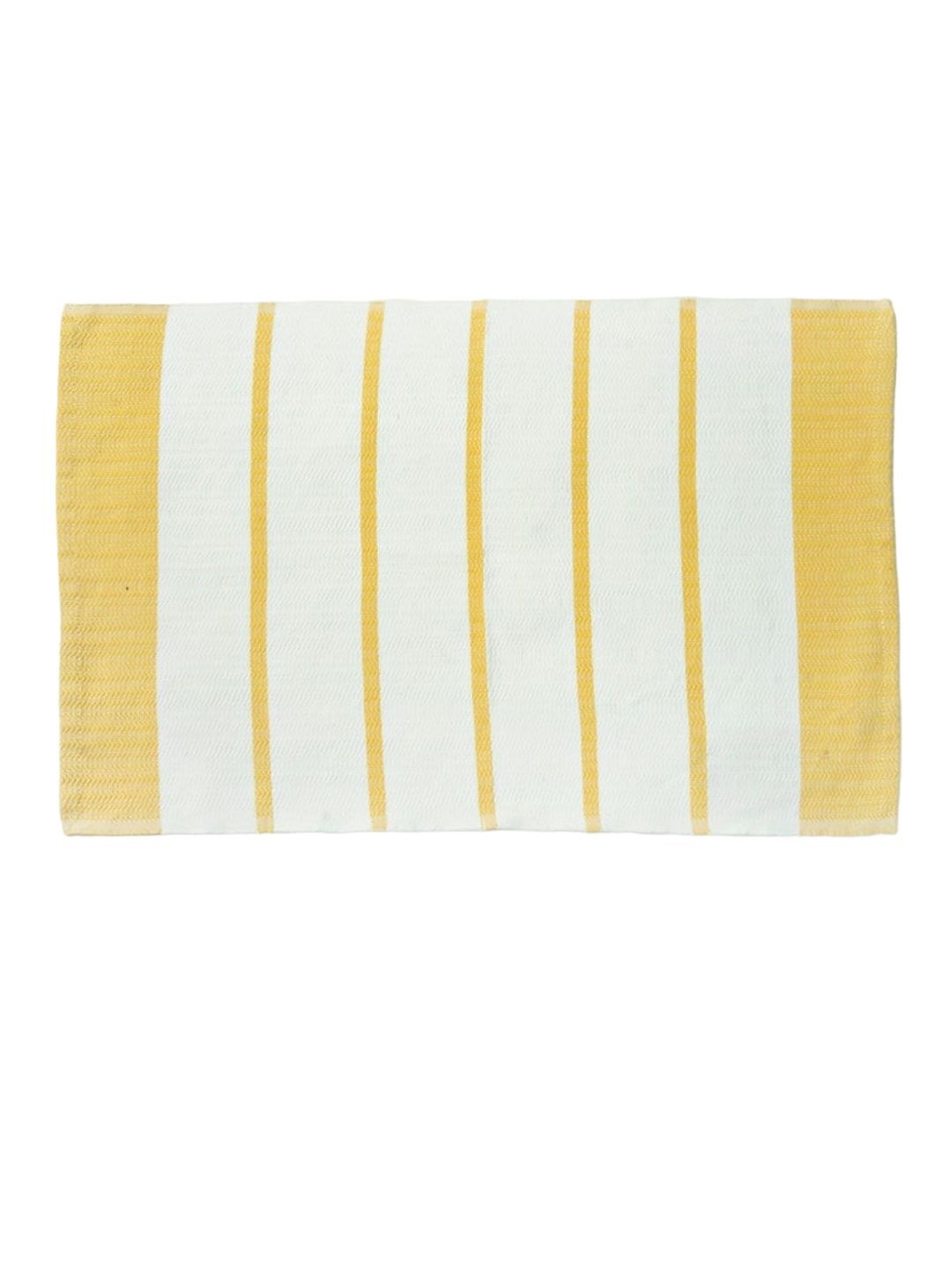 Fabindia Yellow & White 2 Pieces Striped Pure Cotton Towel Set