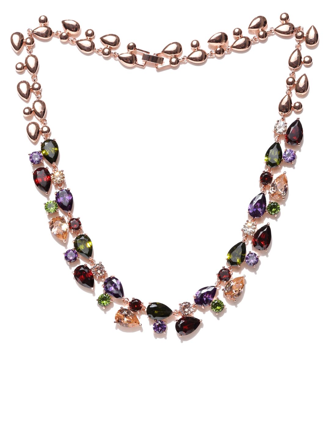 Jewels Galaxy Multicoloured Rose Gold-Plated Stone-Studded Handcrafted Necklace Price in India