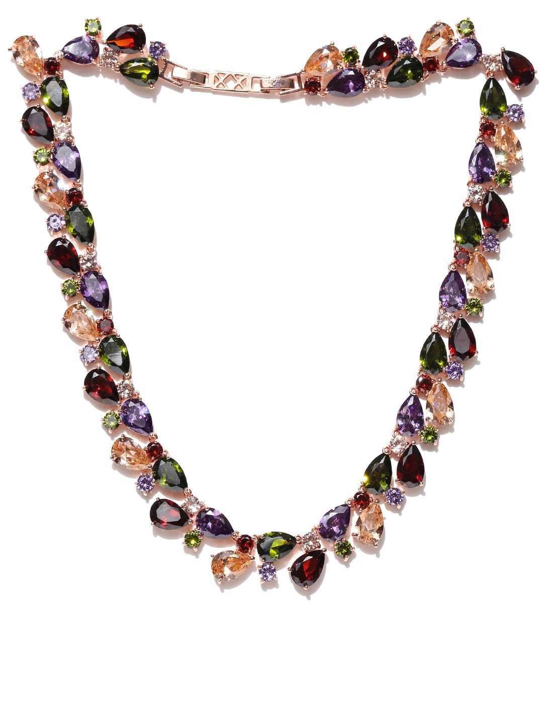 Jewels Galaxy Multicoloured Rose Gold-Plated Stone-Studded Handcrafted Necklace Price in India