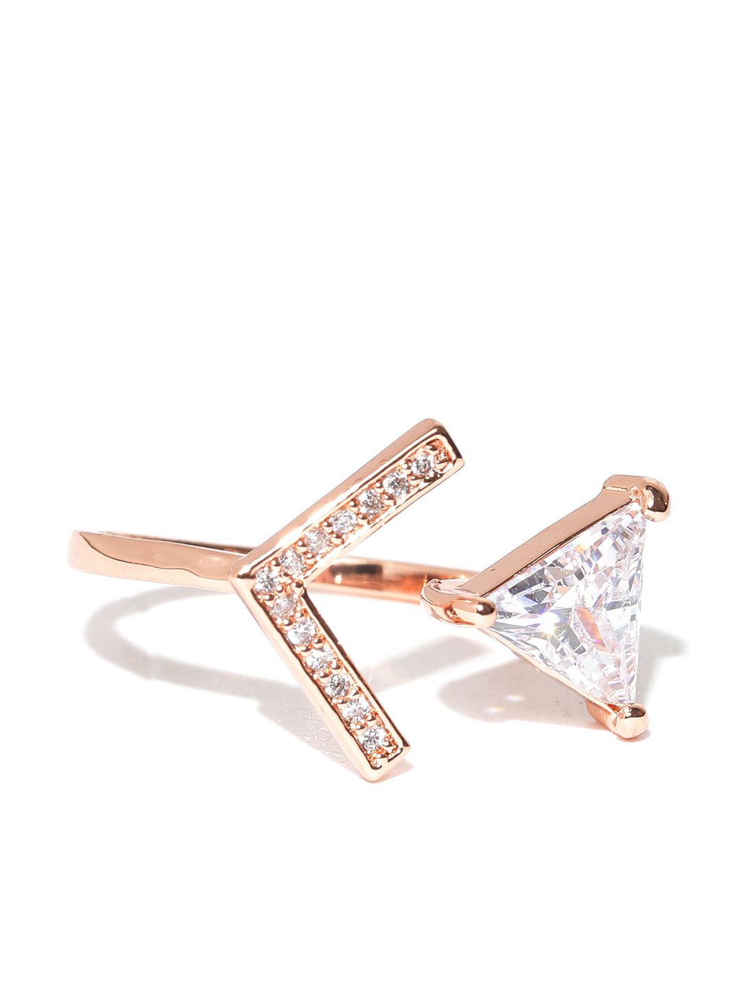 Jewels Galaxy 18K Rose Gold-Plated Luxuria Stone-Studded Ring Price in India