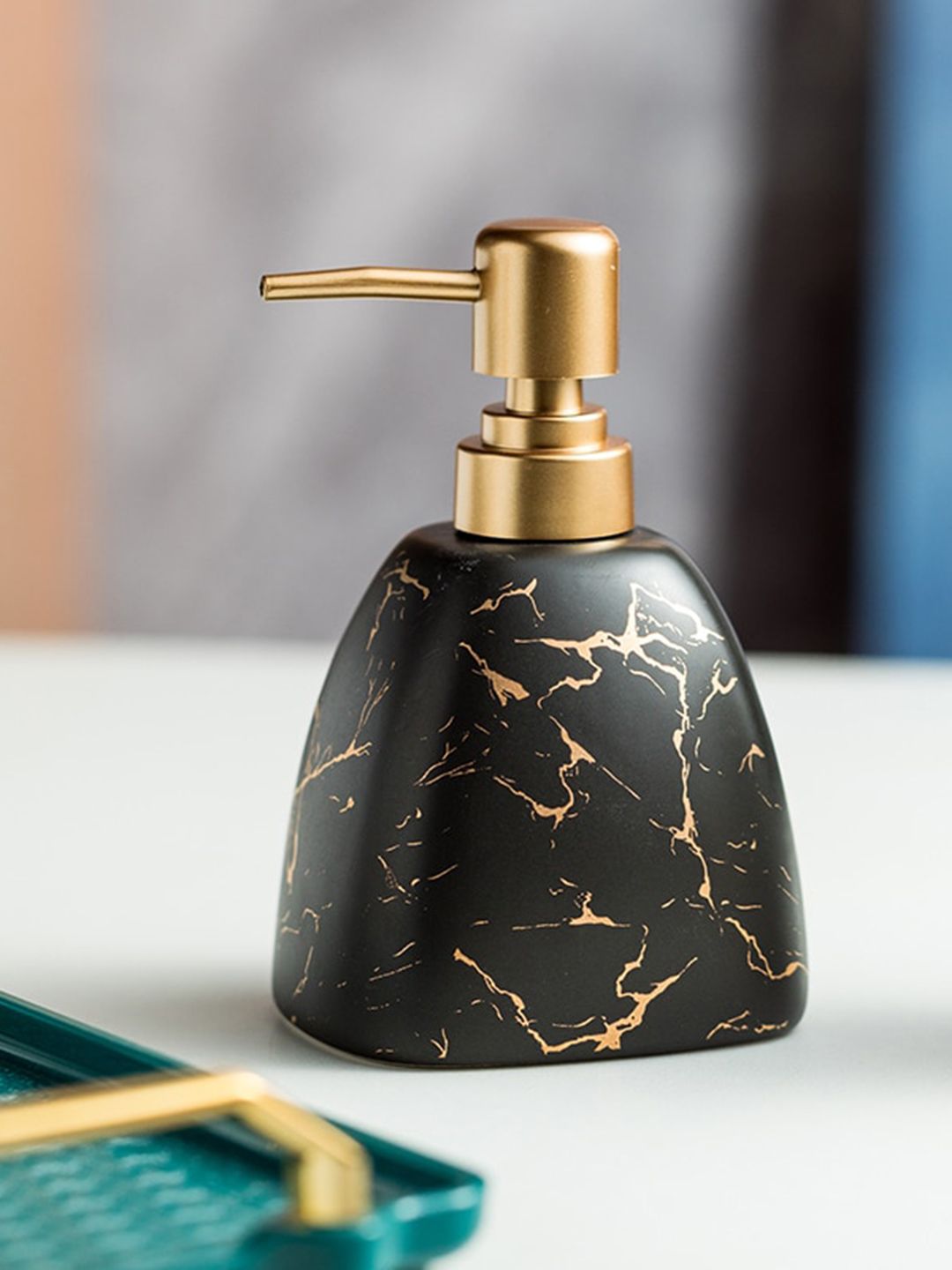 FabSeasons Black Printed Ceramic Soap Dispenser