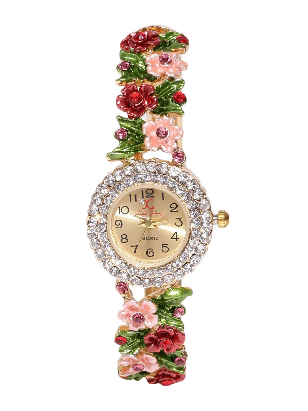 Jewels Galaxy Multicoloured Gold-Plated Studded Handcrafted Bracelet cum Watch Price in India