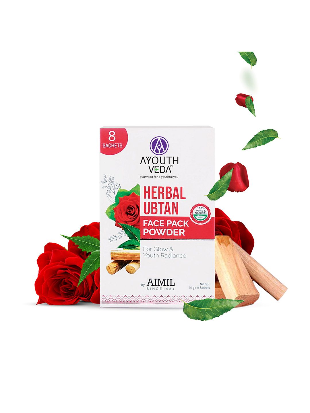 AYOUTHVEDA Herbal Ubtan Face Pack Powder for Glowing Skin, Fights Acne & Dark Spots 80g