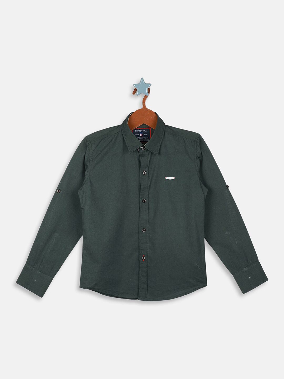 Monte Carlo Boys Roll-Up Sleeves Cotton Casual Shirt