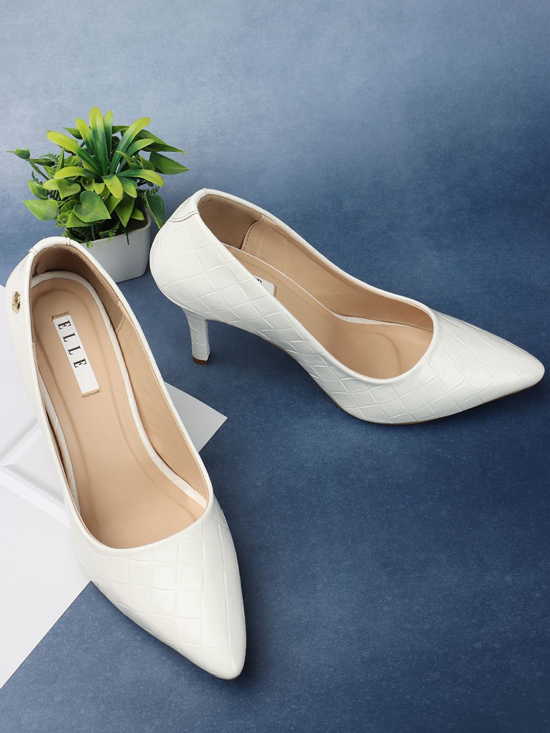 ELLE Pointed Toe Textured Slim Pumps