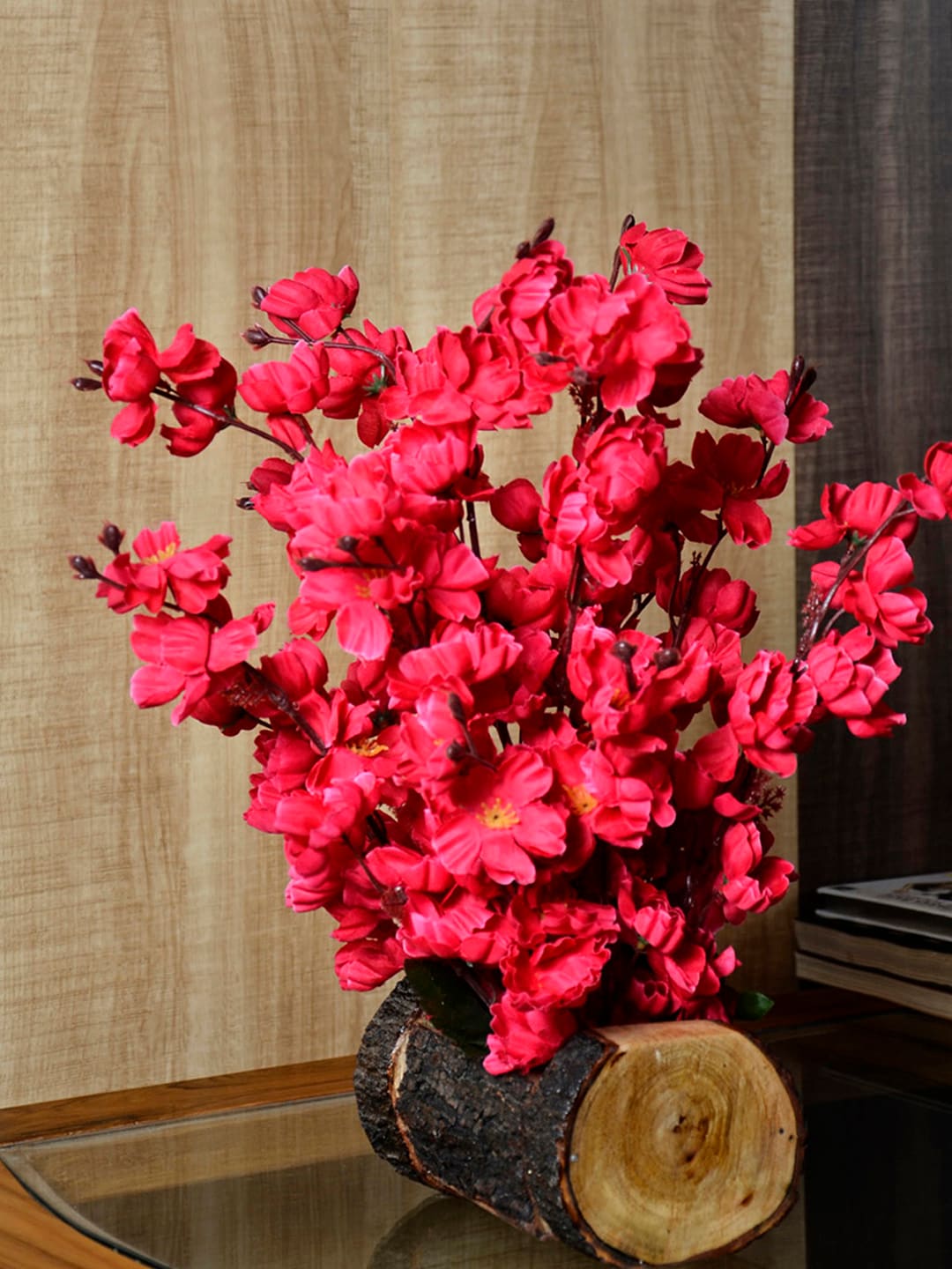 fancy mart Red Artificial Blossom Plant with Pot Price in India