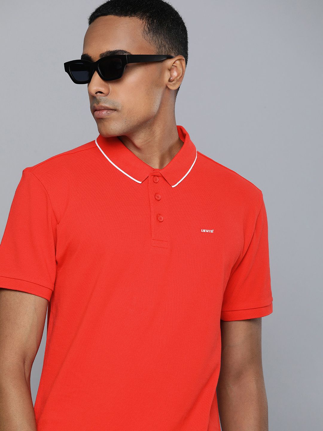 Levis Solid Polo Collar Pure Cotton T-shirt