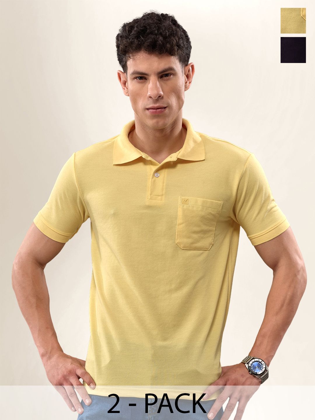 LUX NITRO Pack Of 2 Polo Collar Anti Odour Sports T-shirt