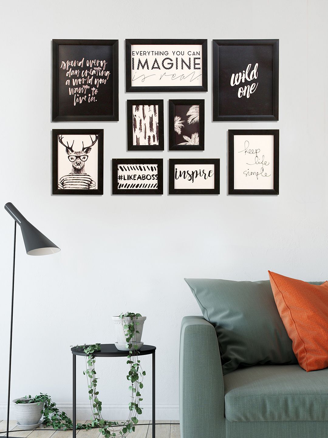 Art Street Black Set of 9 Wall Photo Frames Price in India