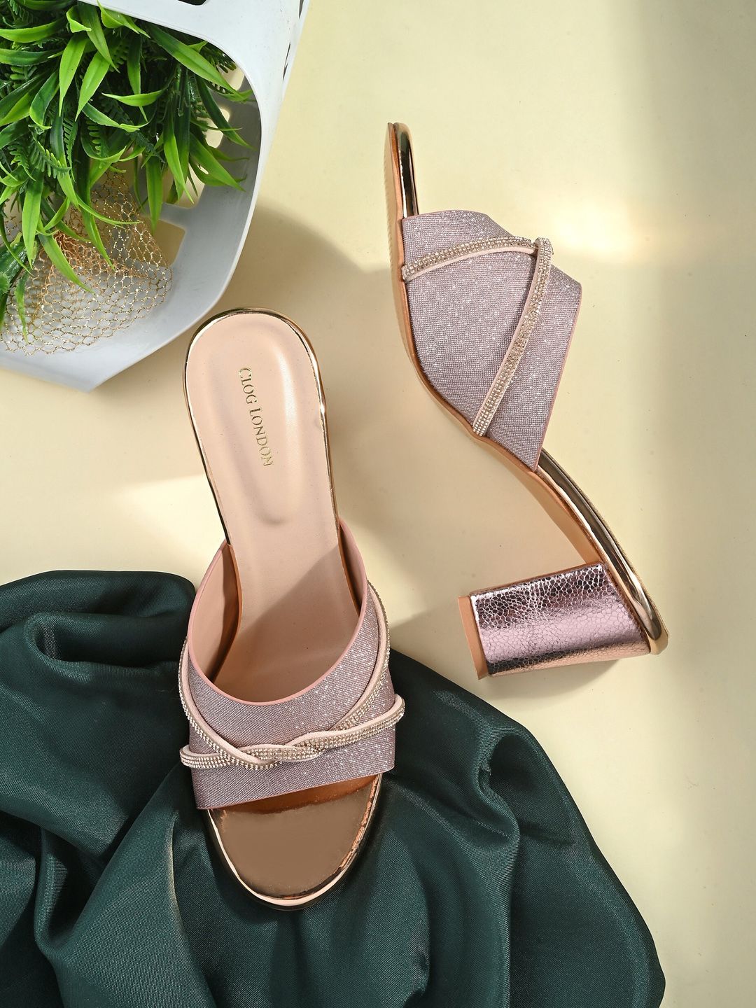 CLOG LONDON Embellished Open Toe Block Heels